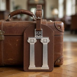 Column Luggage Tag Charm in Sterling Silver