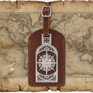 Compass Luggage Tag Charm in Sterling Silver