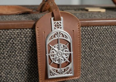 Compass Luggage Tag Charm in Sterling Silver