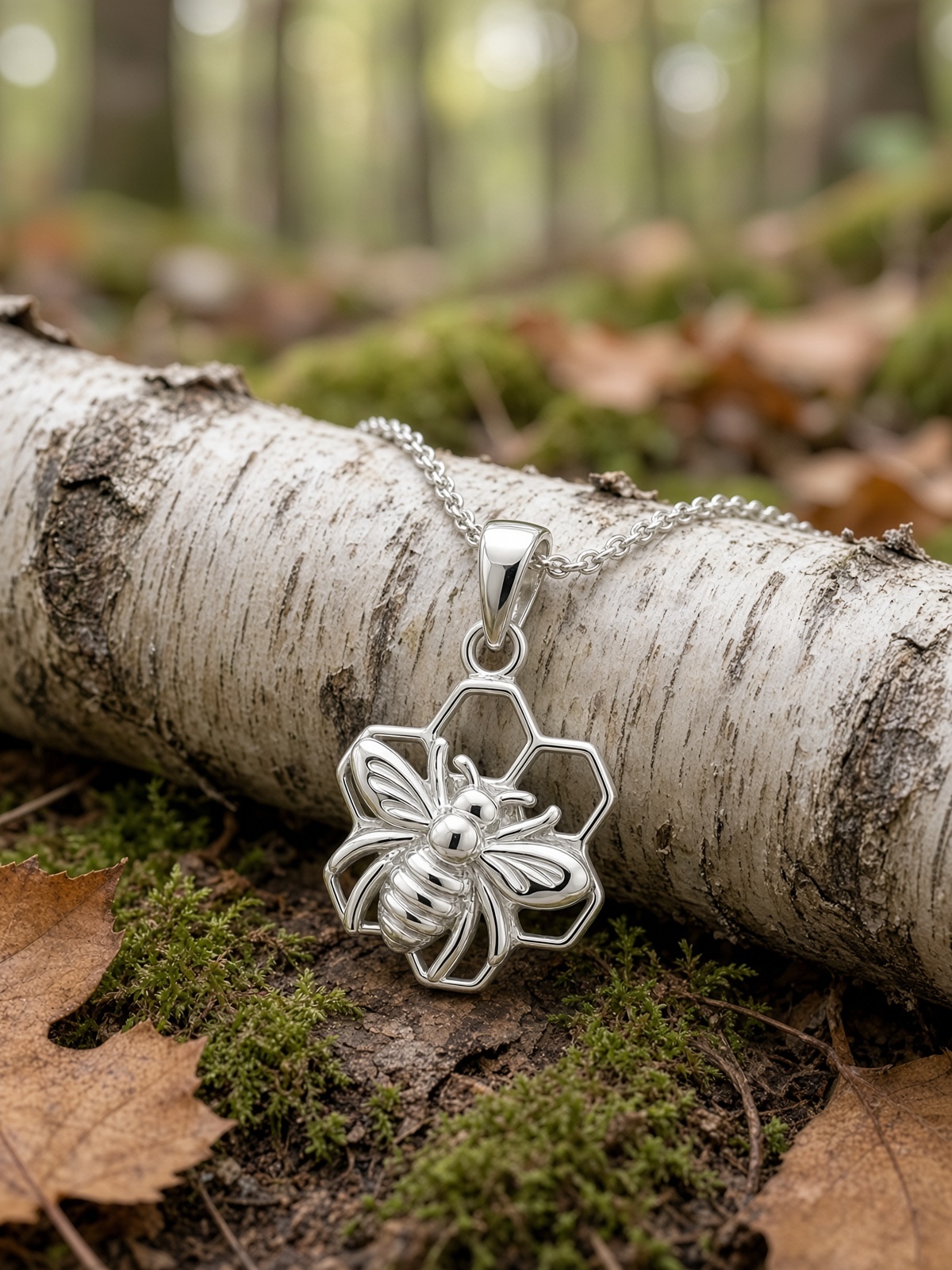 Honey Bee Necklace Sterling Silver
