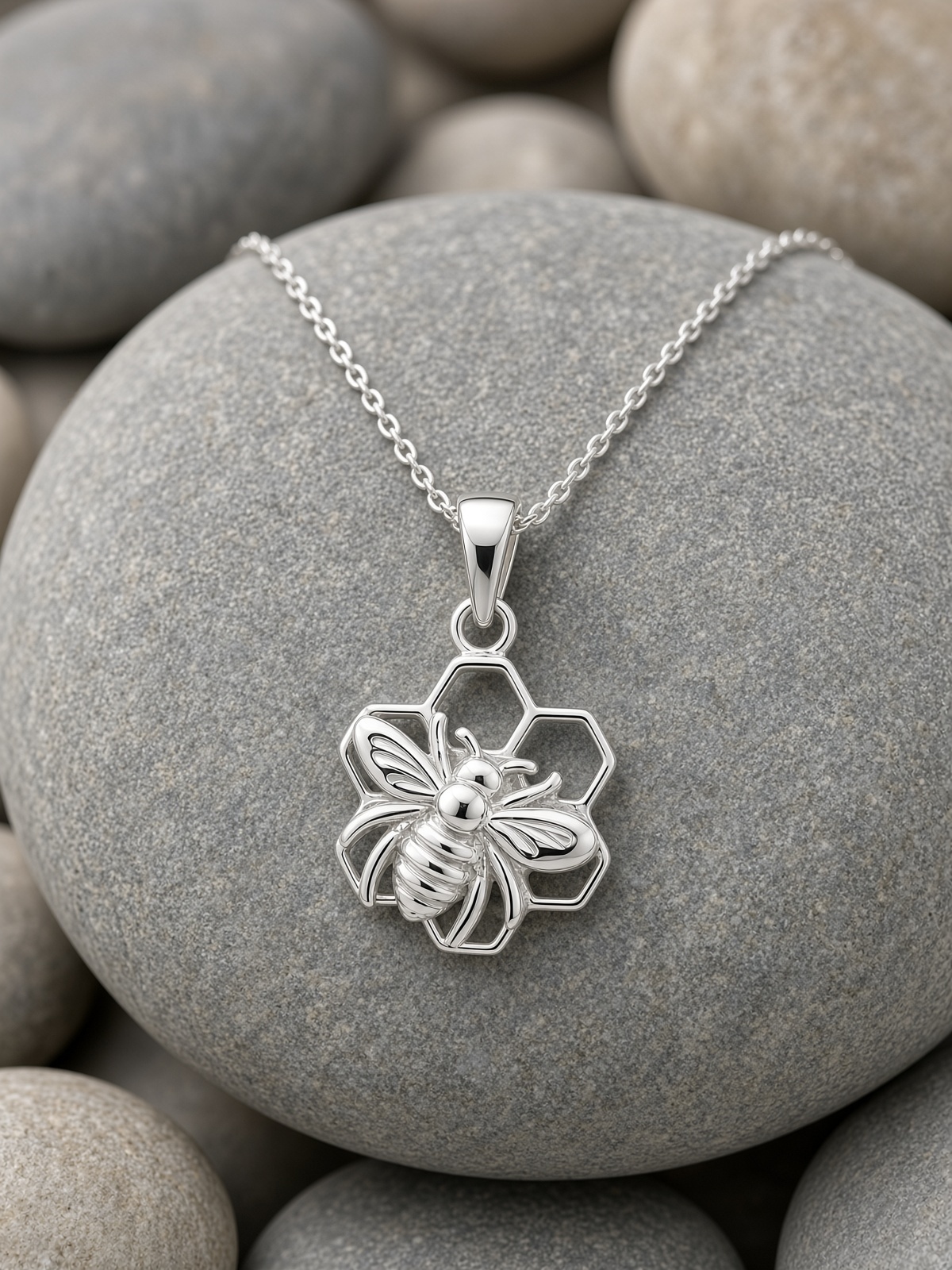 Honey Bee Necklace Sterling Silver