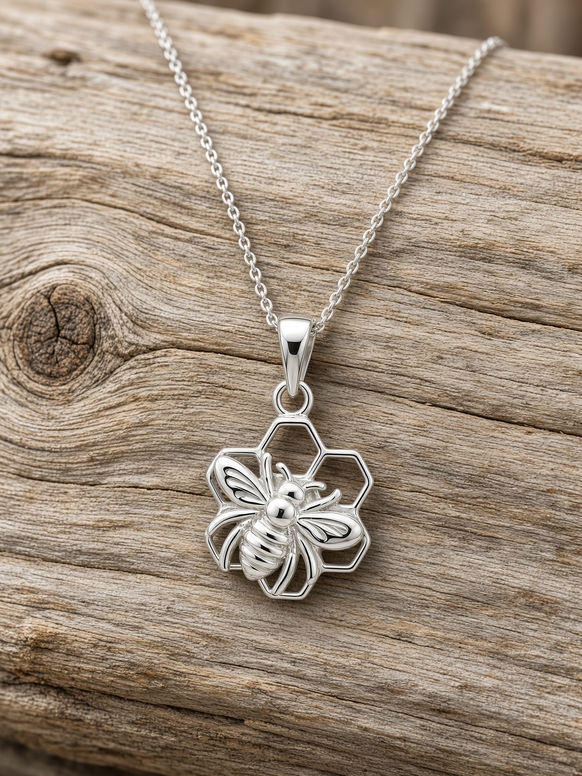 Honey Bee Necklace Sterling Silver