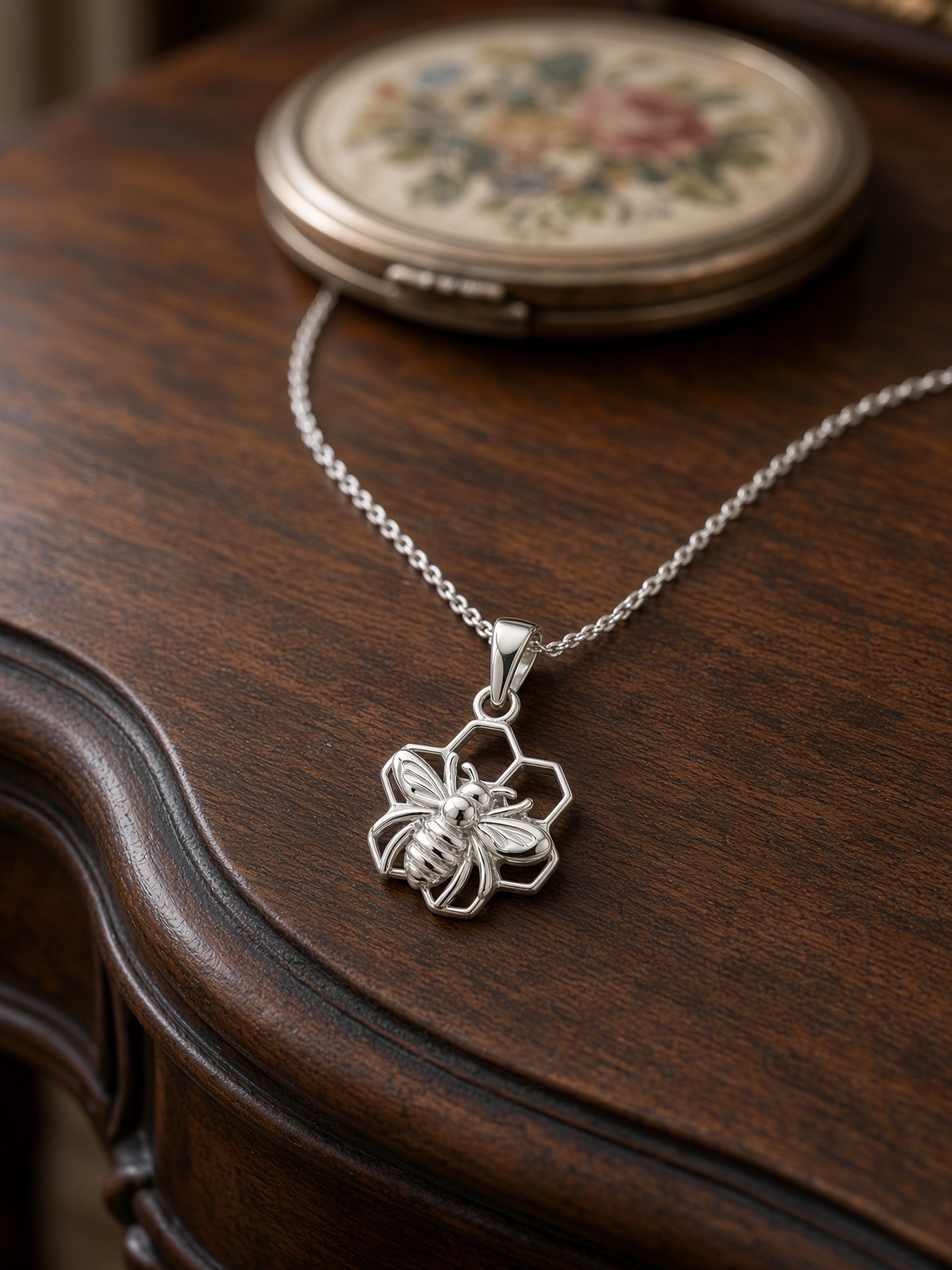 Honey Bee Necklace Sterling Silver