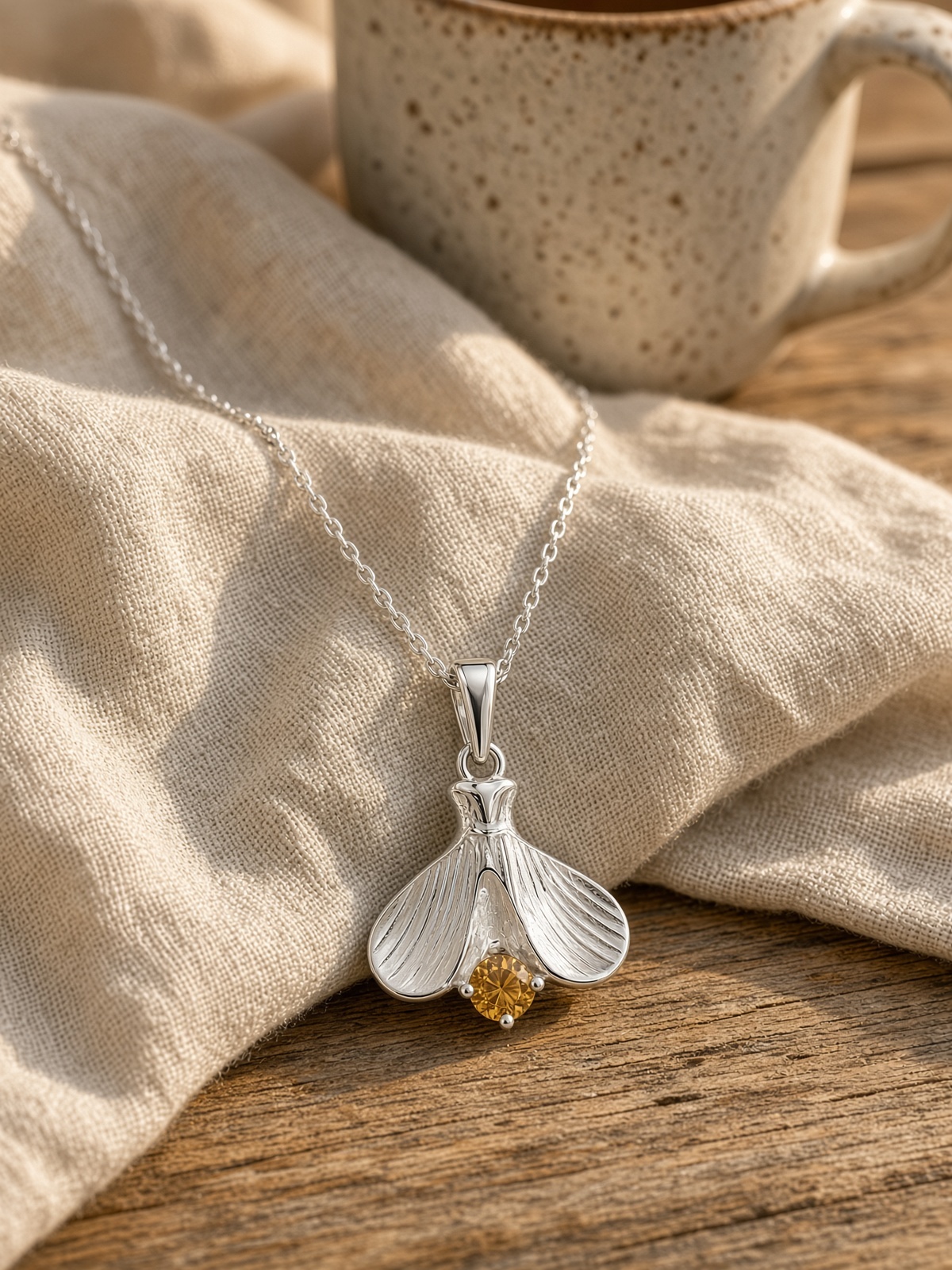 Firefly Necklace with Citrine in Sterling Silver