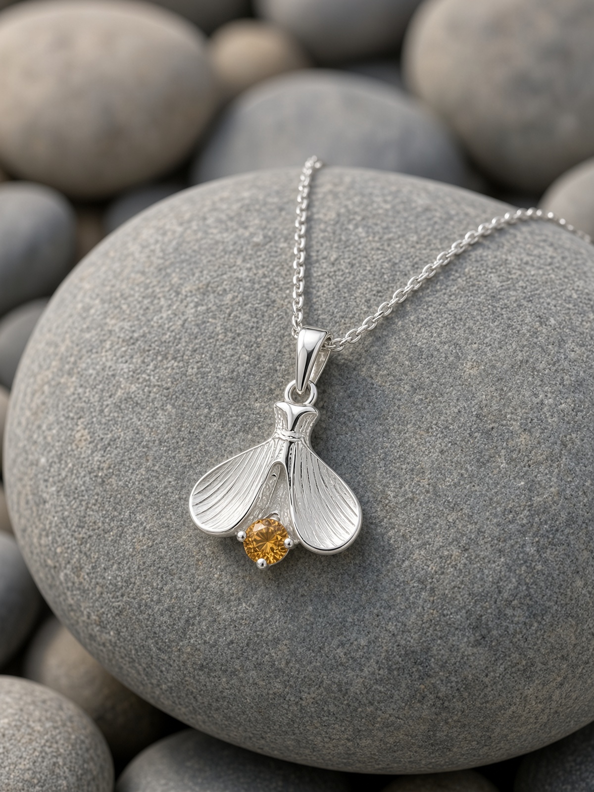 Firefly Necklace with Citrine in Sterling Silver