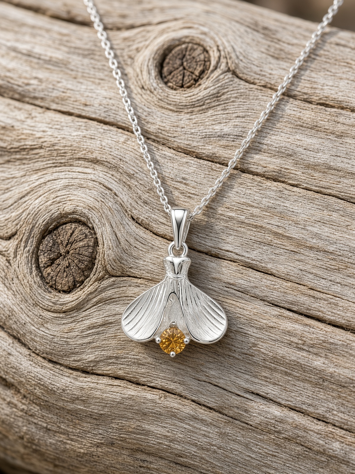 Firefly Necklace with Citrine in Sterling Silver