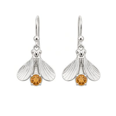 Sterling Silver Firefly Earrings with Citrines