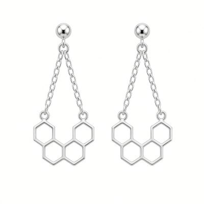 Long Honey Hoop Earrings Sterling Silver
