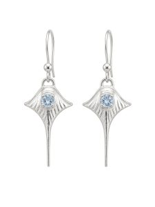 Sterling Silver Stingray Earrings with Blue Topaz