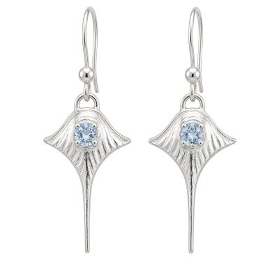Sterling Silver Stingray Earrings with Blue Topaz