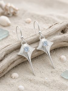 Sterling Silver Stingray Earrings with Blue Topaz