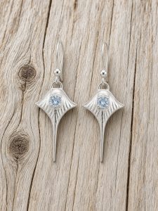 Sterling Silver Stingray Earrings with Blue Topaz