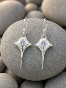 Sterling Silver Stingray Earrings with Blue Topaz