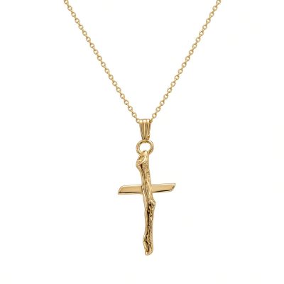 Branch Cross Necklace in 14K Gold