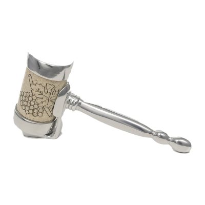 Lucina K Gavel Cork Pet, a pewter judge's gavel holding a wine cork, on a white background